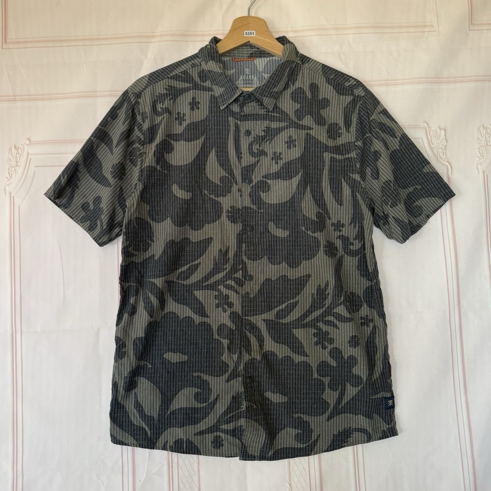 Roark Bless Up Short-Sleeve Button-Up Shirt in Cagliari Military Green Leaf Sz S